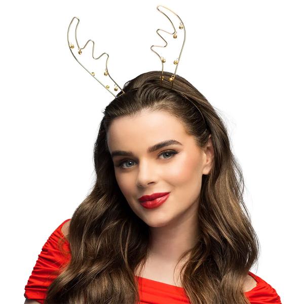 Reinsdyrhorn Julehårbøyle med Bjeller Gull