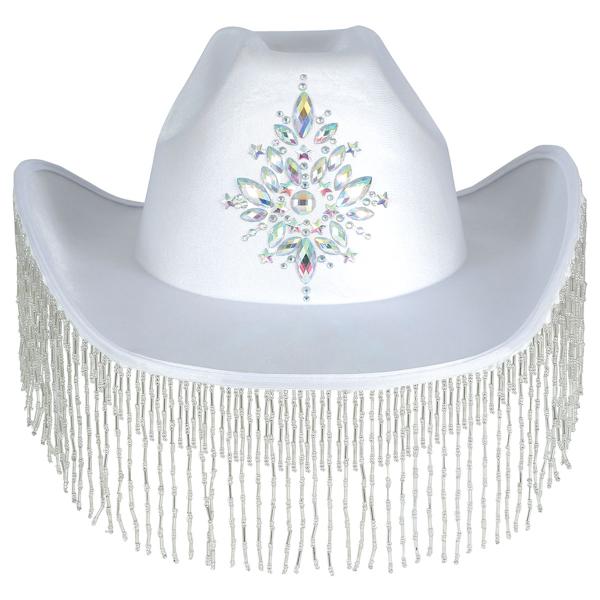 Cowboyhatt med Frynser Hvit