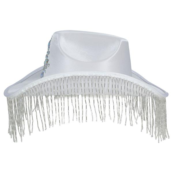 Cowboyhatt med Frynser Hvit