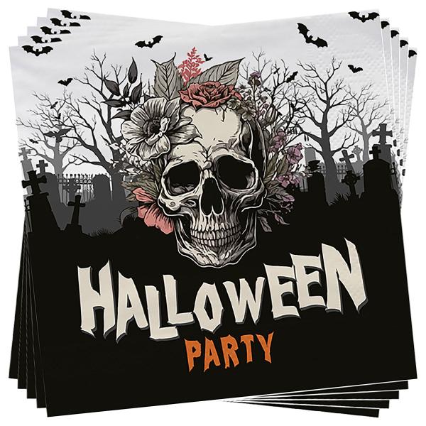 Servietter Dødningehode Halloween Party 12-pakning