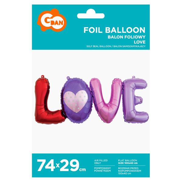 Love Folieballong Rød & Lilla
