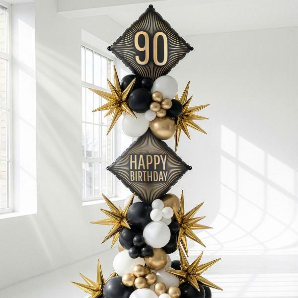 Folieballong 90 Svart/Gull 46 cm