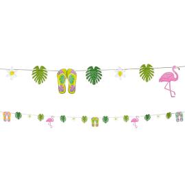 Sommergirlander Flamingoer/Badesandaler/Planter 3,6 m