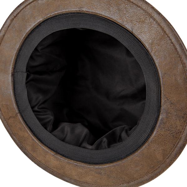 Høy Hatt i Brun Imitert Semsket Skinn