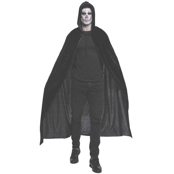 Svart Kappe med Hette Fløyel