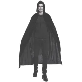 Svart Kappe med Hette Fl&oslash;yel