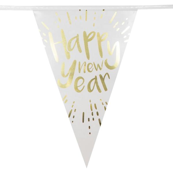 Happy New Year Girlander Hvit