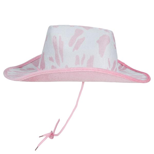 Cowboyhatt med Kumønster Rosa/Hvit