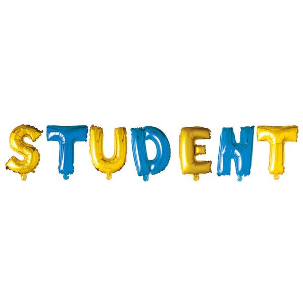 Student Bokstavballonger Blå/Gule