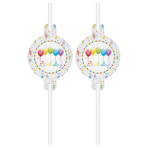 Happy Birthday Streamers Sugerør