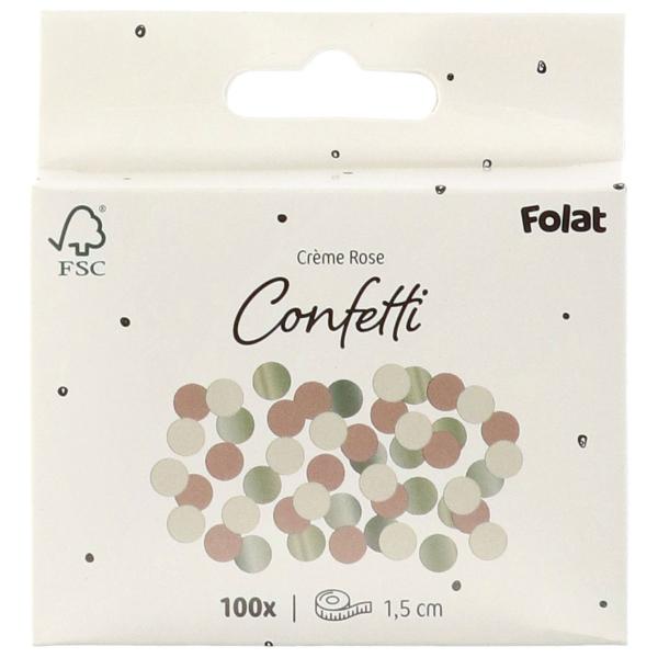 Rund Konfetti Kremrosa/Kremhvit/Gull 100-pakning