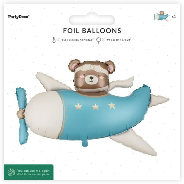 Folieballong Bjørn i Fly Lyseblå 94 x 61 cm