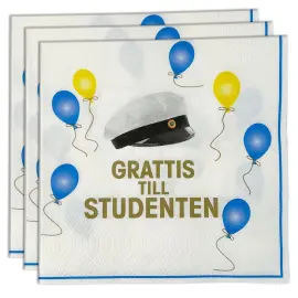 Kaffeservietter Grattis Till Studenten 25 cm 16-pakning