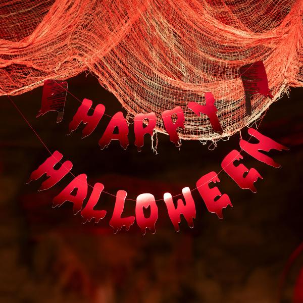 Girlander Happy Halloween med Kjøttøkser Rød