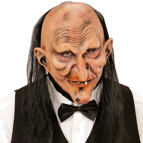 Heks/Hovmester Maske med Hår