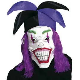 Joker Maske med Hatt og Parykk