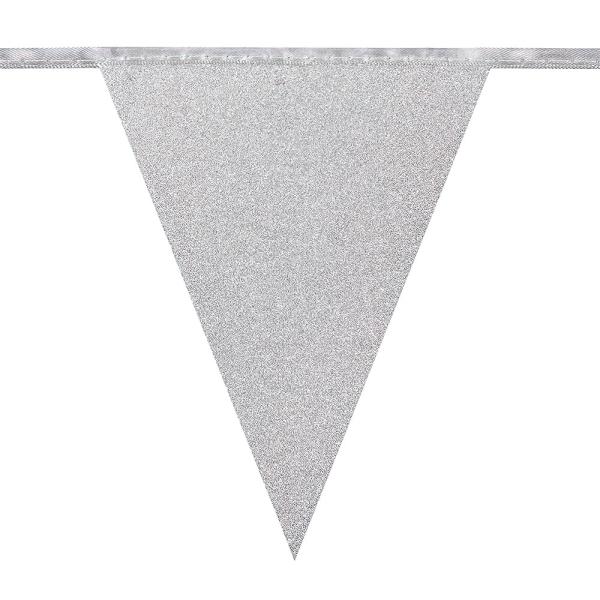 Vimpelgirlander Glitter Glans Silver