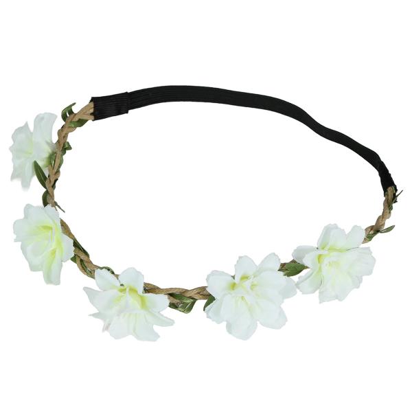 Pannebånd med Blomster Hvit