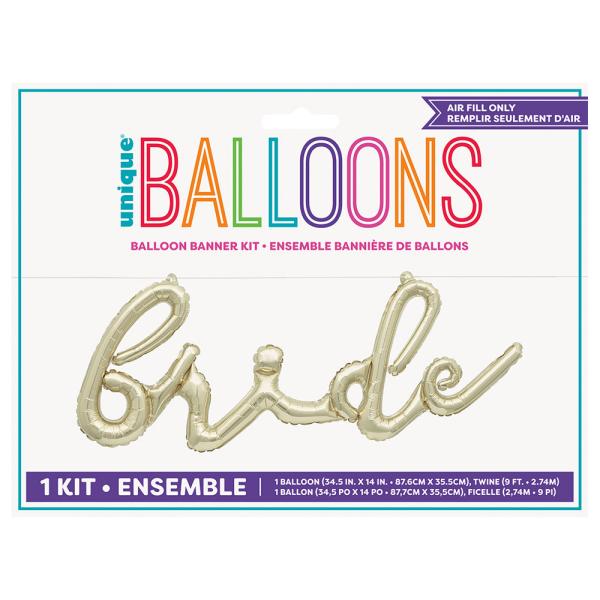 Ballong Banner Bride Metallic Gull