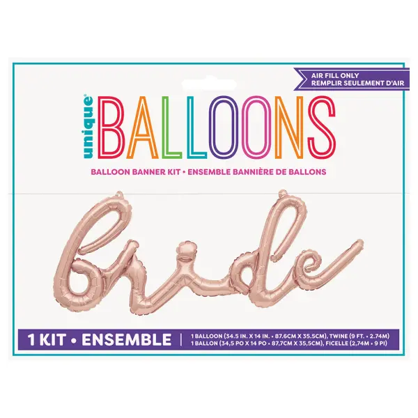 Ballong Banner Bride Metallic Rosegull