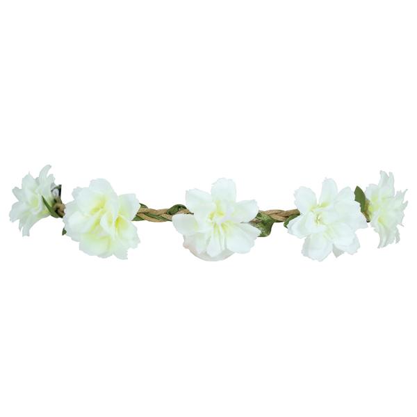 Pannebånd med Blomster Hvit