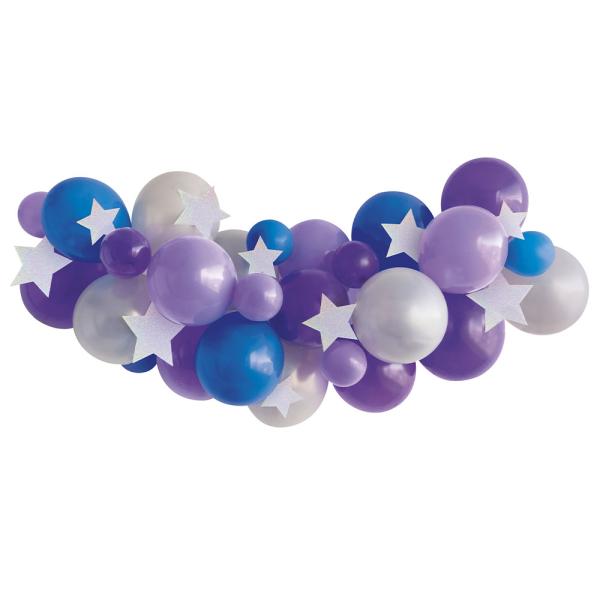 Ballonggirlander Stjerner Blå/Lilla/Sølv