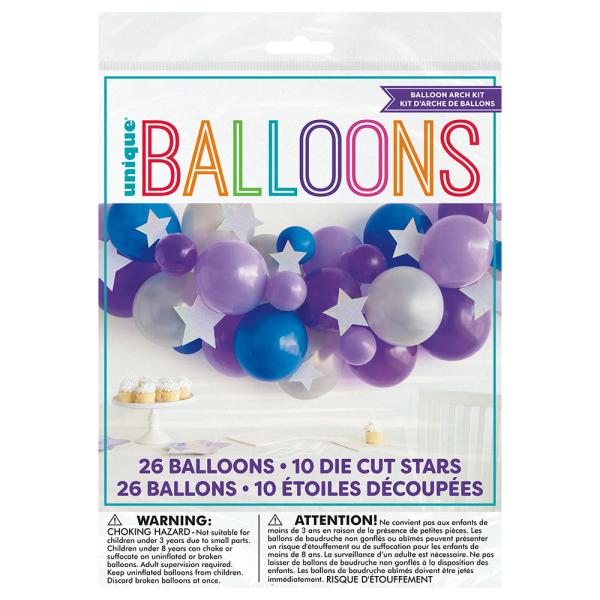 Ballonggirlander Stjerner Blå/Lilla/Sølv