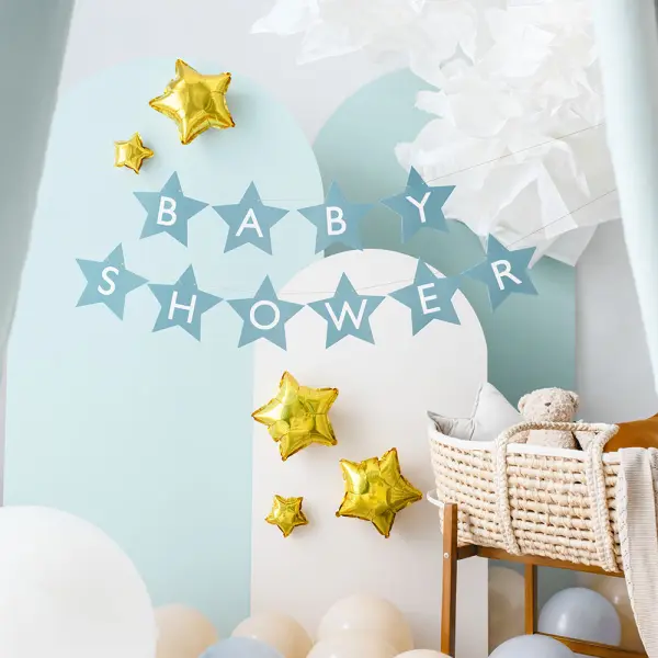 DIY Girlander Babyshower Lyseblå