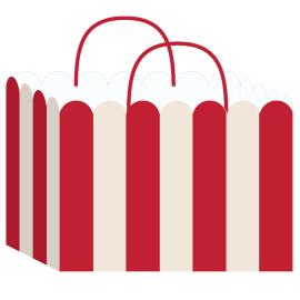 Stripet Gavepose R&oslash;d/Hvit