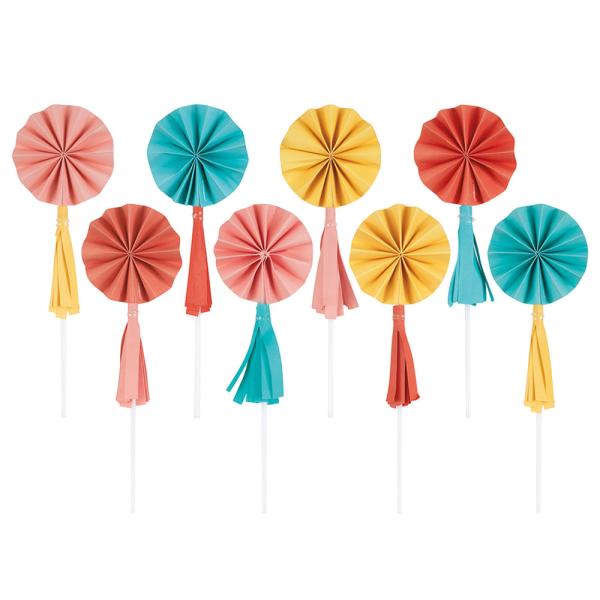 Cake Topper Sløyfe med Dusker 8-pakning