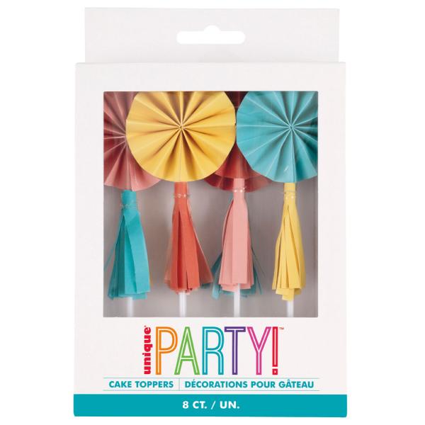 Cake Topper Sløyfe med Dusker 8-pakning