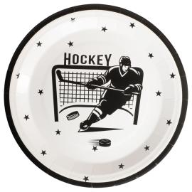 Papptallerkener Hockey 23 cm 8-pakning