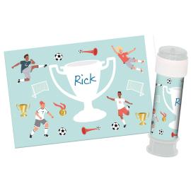 Stickers til S&aring;pebobleflasker Fotballbursdag 6-pakning