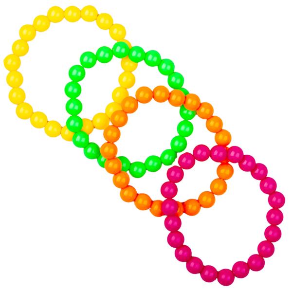 Perlearmbånd Neon 4-pakning