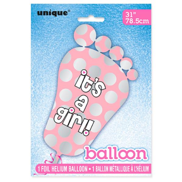 It's A Girl Ballong Lyserosa & Sølv