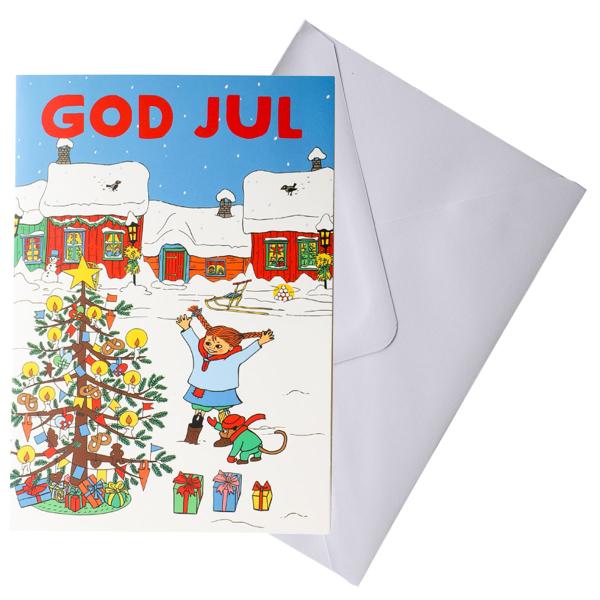 Julekort Pippi Langstrømpe