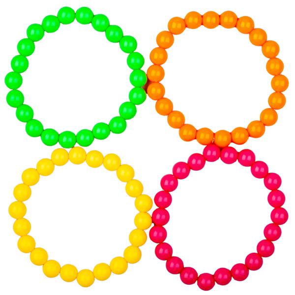 Perlearmbånd Neon 4-pakning