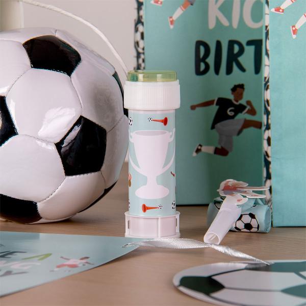 Stickers til Såpebobleflasker Fotballbursdag 6-pakning