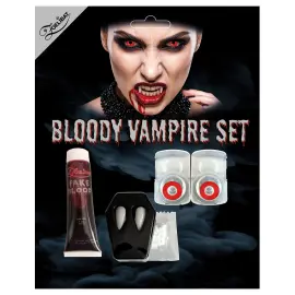 Teaterblod med Vampyrtenner og Kontaktlinser