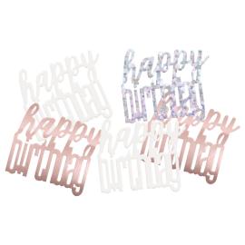 Happy Birthday Konfetti Metallic Gull/Sølv