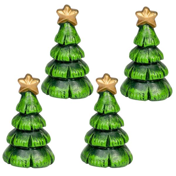 Minidekorasjoner Juletrær 4-pakning
