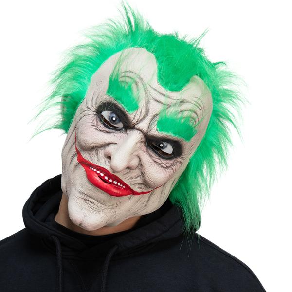 Latexmaske Skrekklovn med Grønt Hår