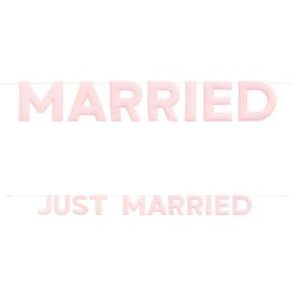 Just Married Girlander i Stoff Rosa