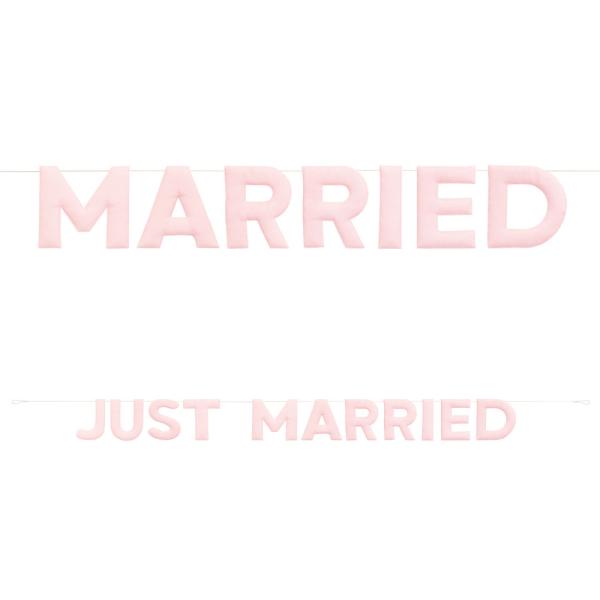 Just Married Girlander i Stoff Rosa
