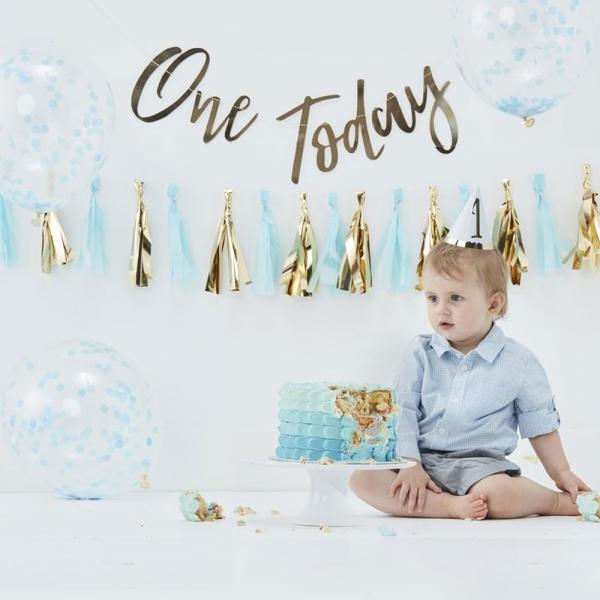 1-års Bursdag Sett Blå