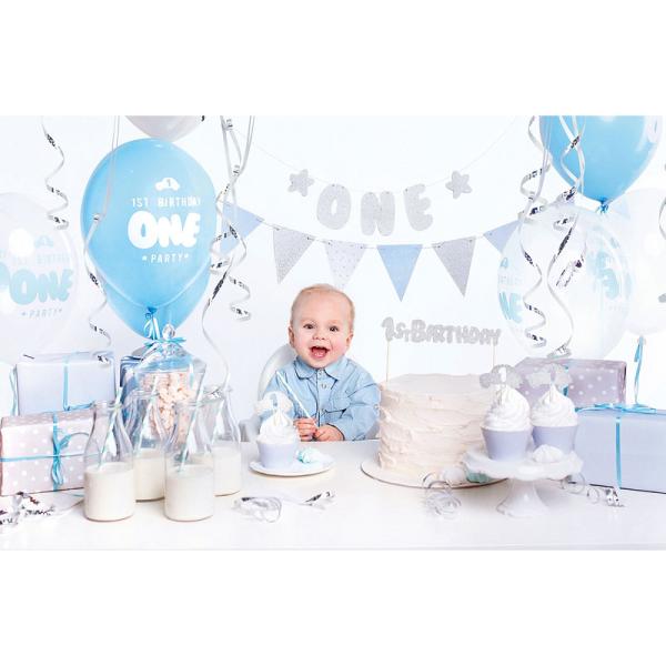 1st Birthday Blå og Sølv Bursdagspakke