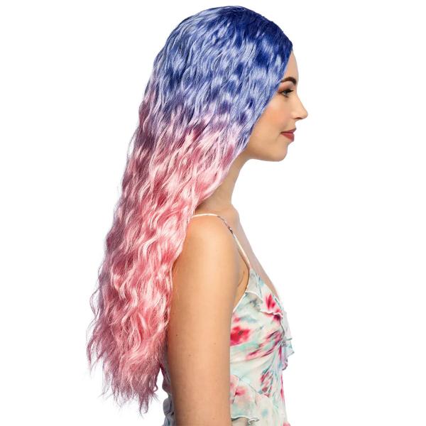 Bølget Parykk Rosa/Blå