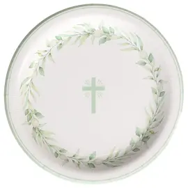 Papptallerkener med Kors og Bladkrans 8-pakning