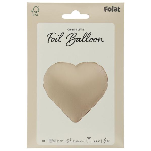 Folieballong Hjerte Creamy Latte Matt