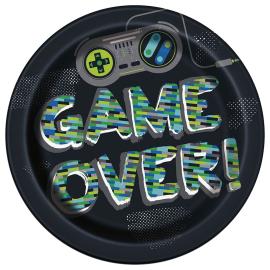 Papptallerkener Game Over 8-pakning